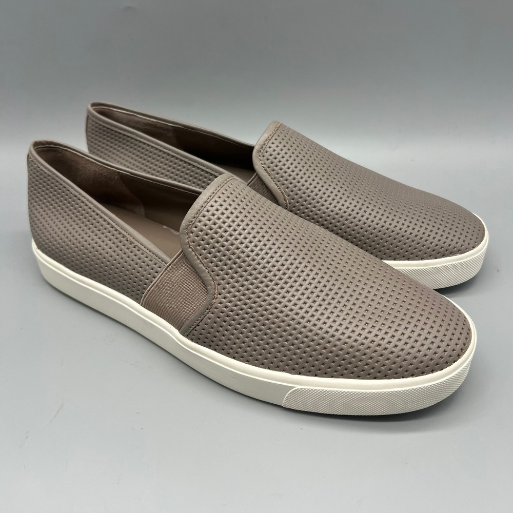 Vince Blair Perforated Leather Slip On Sneakers Taupe Grey Womens 9.5 M EUR 39.5 - Picture 4 of 9